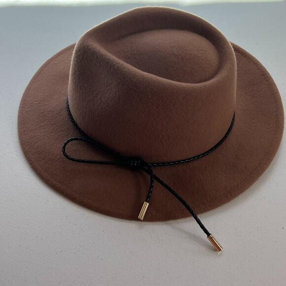Summer & Rose Fedora Hat Women's One Size Brown 100% Wool Cord Tie - Picture 1 of 13